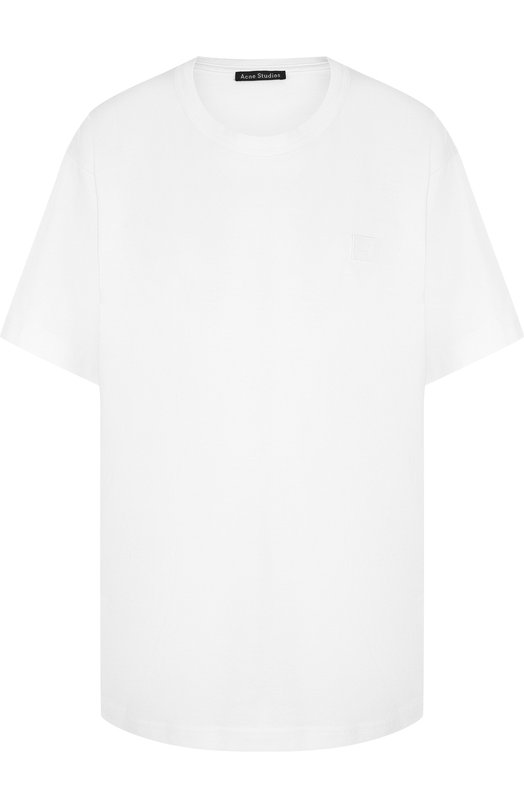 Однотонная хлопковая футболка с круглым вырезом ACNE STUDIOS 