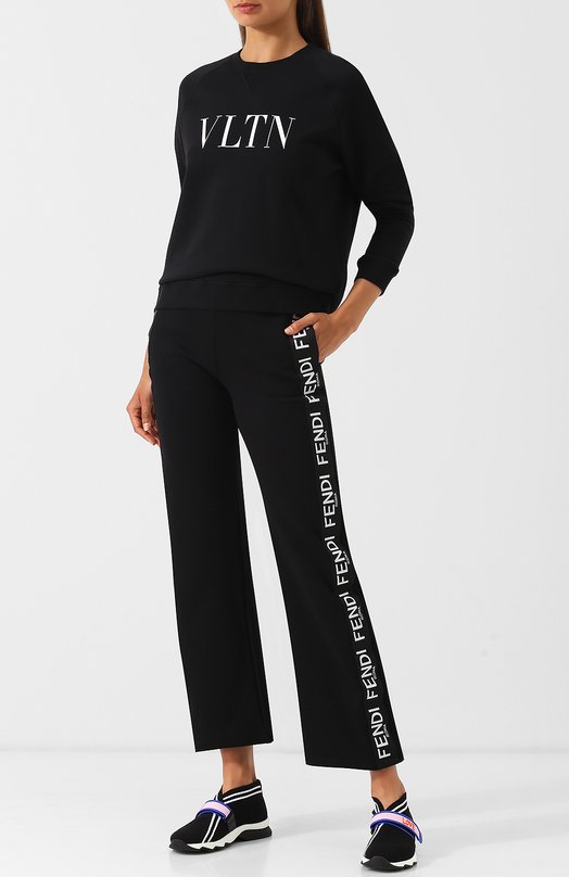 Укороченные хлопковые брюки с логотипом бренда Fendi 