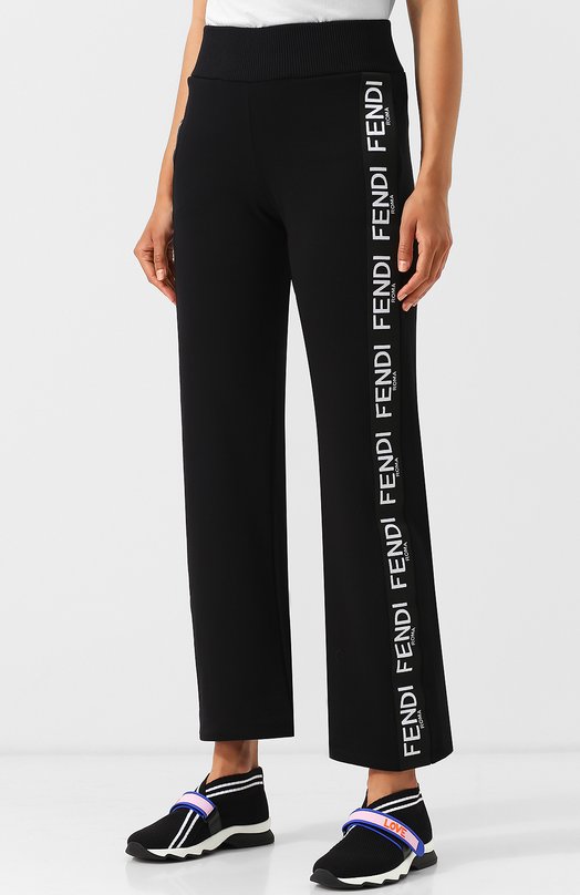 Укороченные хлопковые брюки с логотипом бренда Fendi 