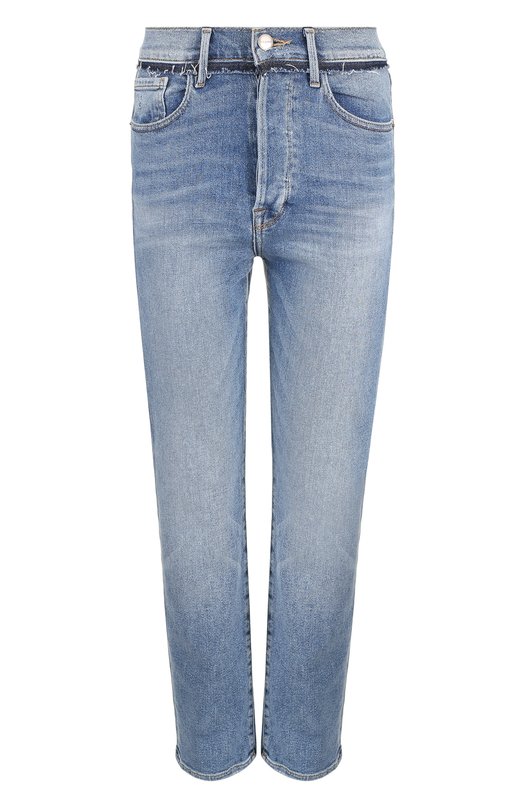 Укороченные джинсы прямого кроя с потертостями FRAME DENIM 