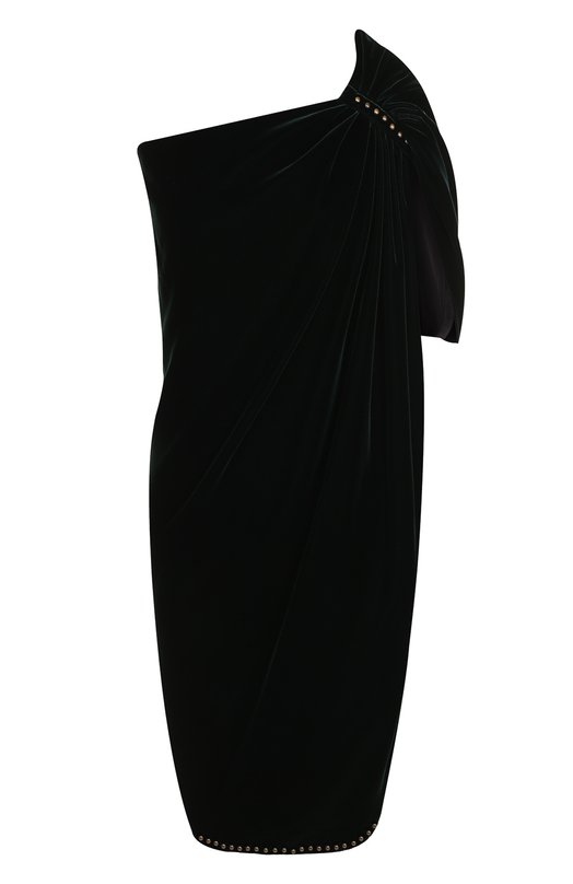 Бархатное мини-платье с открытым плечом Yves Saint Laurent 