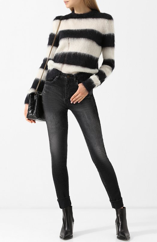 Пуловер с круглым вырезом в полоску Yves Saint Laurent 