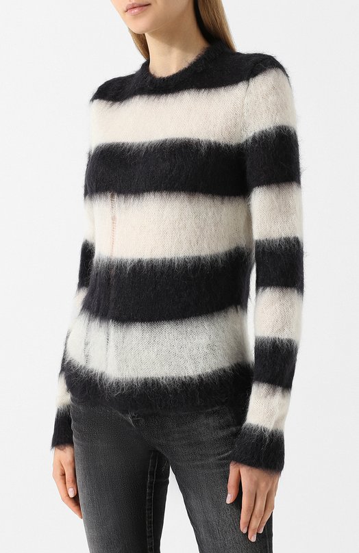 Пуловер с круглым вырезом в полоску Yves Saint Laurent 