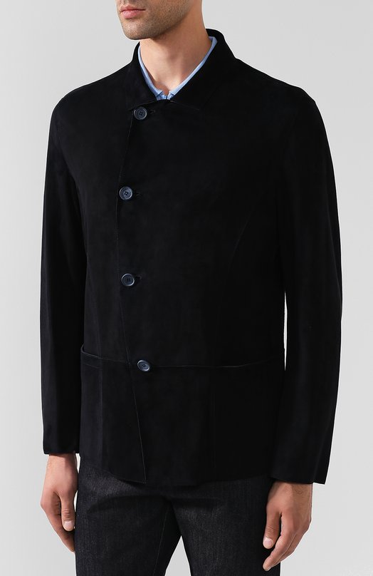 Кожаная куртка прямого кроя на пуговицах Giorgio Armani 