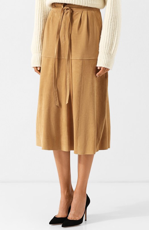 Замшевая юбка-миди с поясом Polo Ralph Lauren 