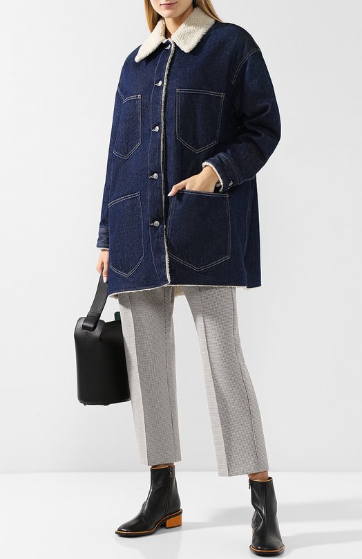 Джинсовая куртка свободного кроя с накладными карманами mm6 