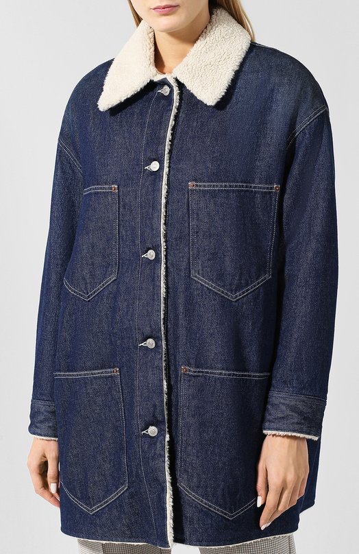 Джинсовая куртка свободного кроя с накладными карманами mm6 