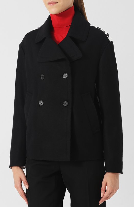 Укороченное шерстяное пальто с принтом на спине Versus Versace 