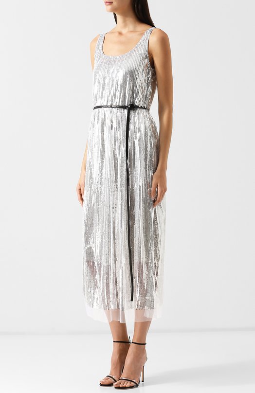 Платье-миди с контрастным поясом и пайетками Marc by Marc Jacobs 