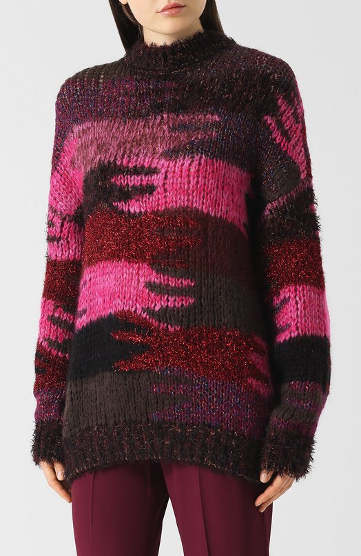Вязаный пуловер свободного кроя с круглым вырезом Yves Saint Laurent 
