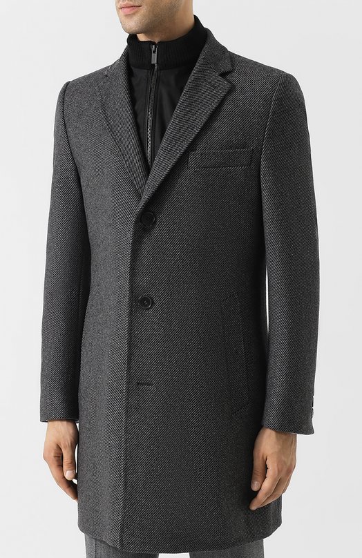 Однобортное шерстяное пальто с подстежкой Hugo 