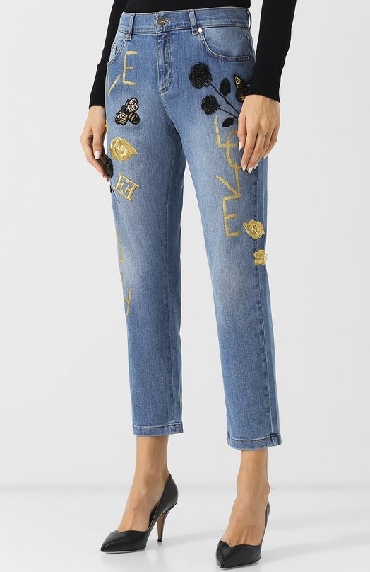 Укороченные джинсы с декоративной отделкой Escada 