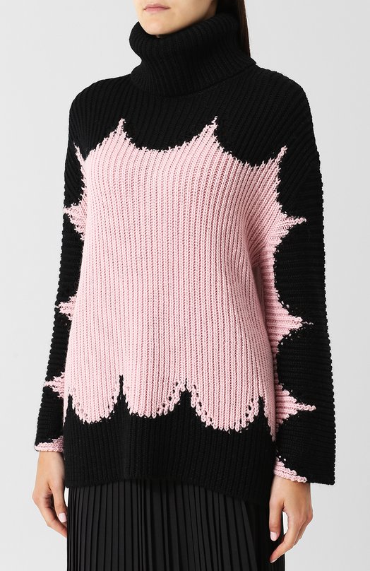 Вязаный шерстяной пуловер с воротником-стойкой Valentino 