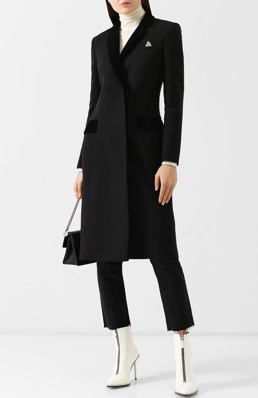 Приталенное шерстяное пальто с декоративной отделкой Christopher Kane 