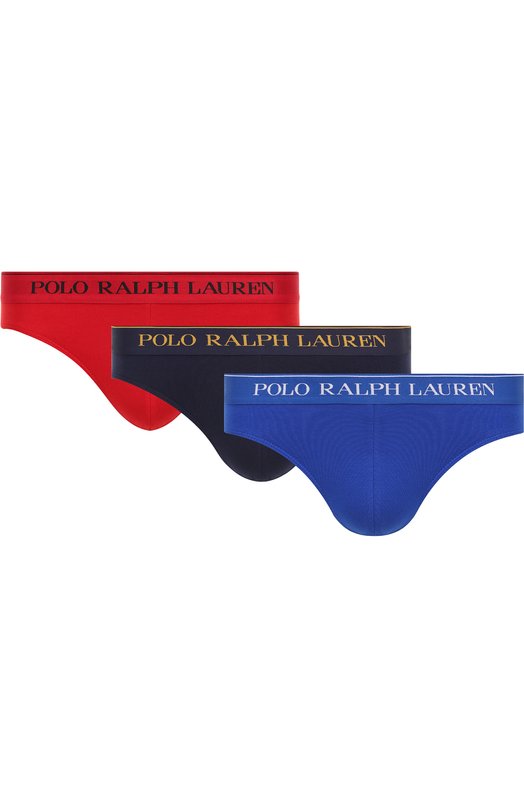 Комплект из трех хлопковых брифов с широкой резинкой Polo Ralph Lauren 