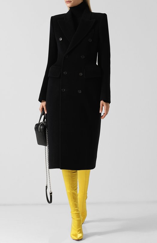Приталенное двубортное пальто из шерсти Balenciaga 