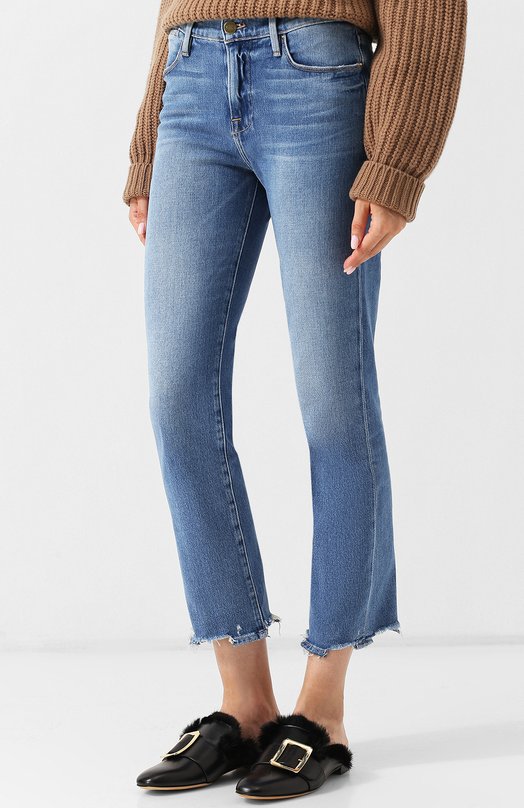 Укороченные джинсы с потертостями FRAME DENIM 