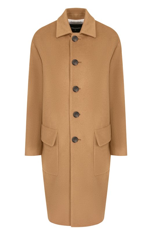 Шерстяное пальто прямого кроя с накладными карманами Dsquared2 