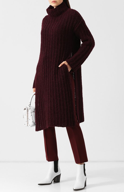 Удлиненный шерстяной пуловер с высоким воротником Valentino 