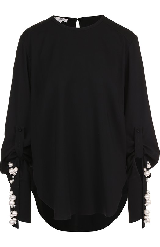 Шелковая блуза с декоративной отделкой на рукаве Oscar de la Renta 