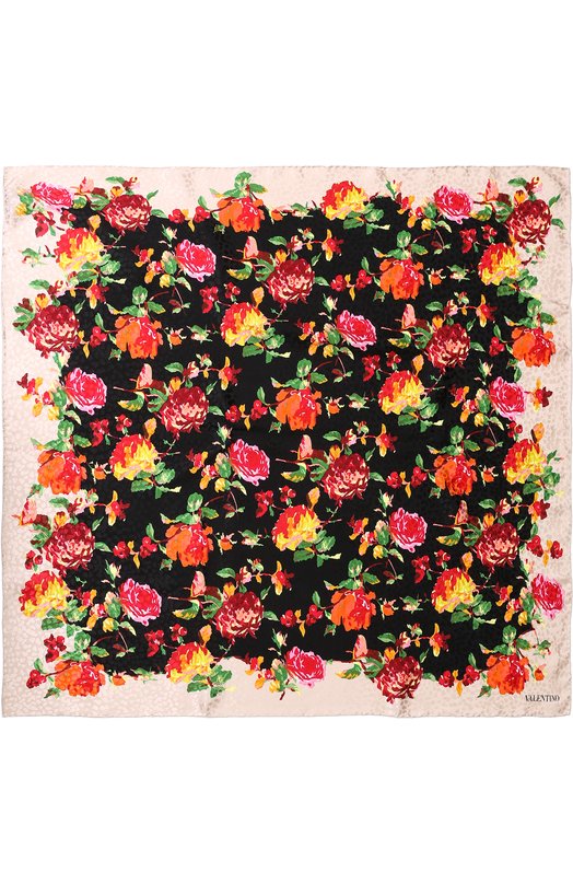Шелковый платок с цветочным принтом Valentino 