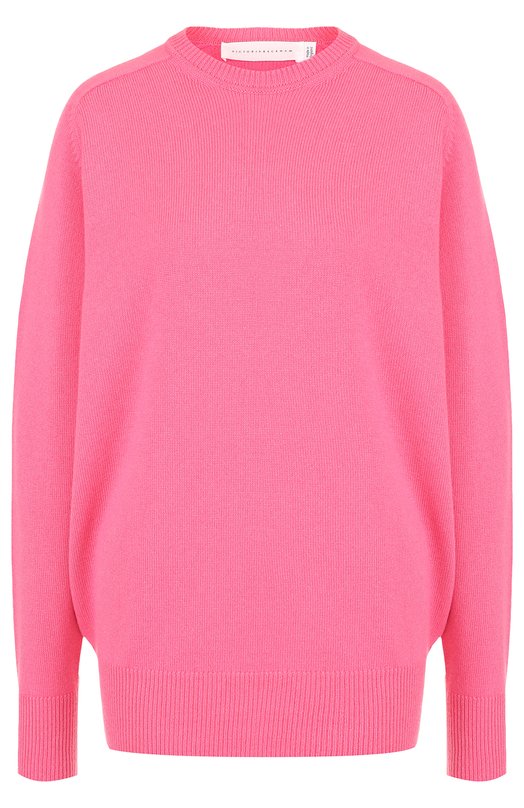 Однотонный кашемировый пуловер с круглым вырезом Victoria Beckham 