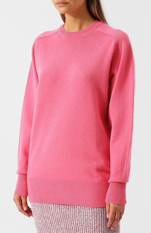 Однотонный кашемировый пуловер с круглым вырезом Victoria Beckham 
