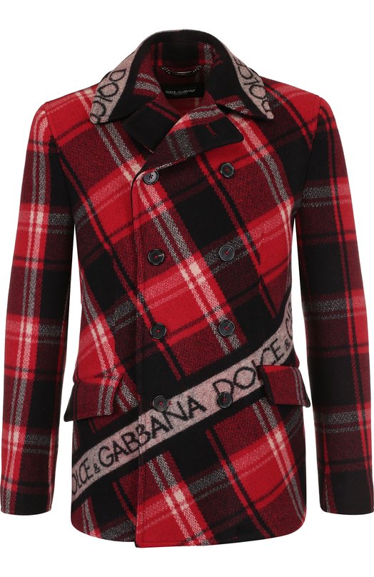 Укороченный шерстяной бушлат с логотипом бренда Dolce&Gabbana 