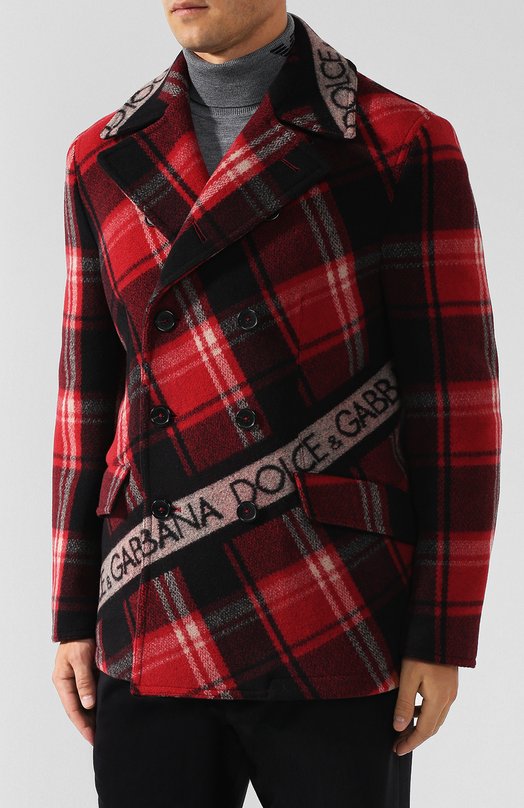 Укороченный шерстяной бушлат с логотипом бренда Dolce&Gabbana 
