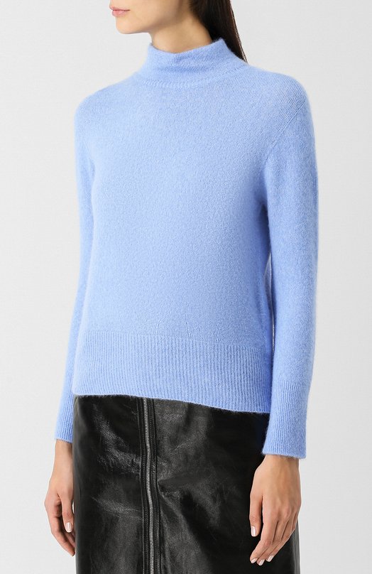Однотонный пуловер из смеси кашемира и шелка с воротником-стойкой Escada 