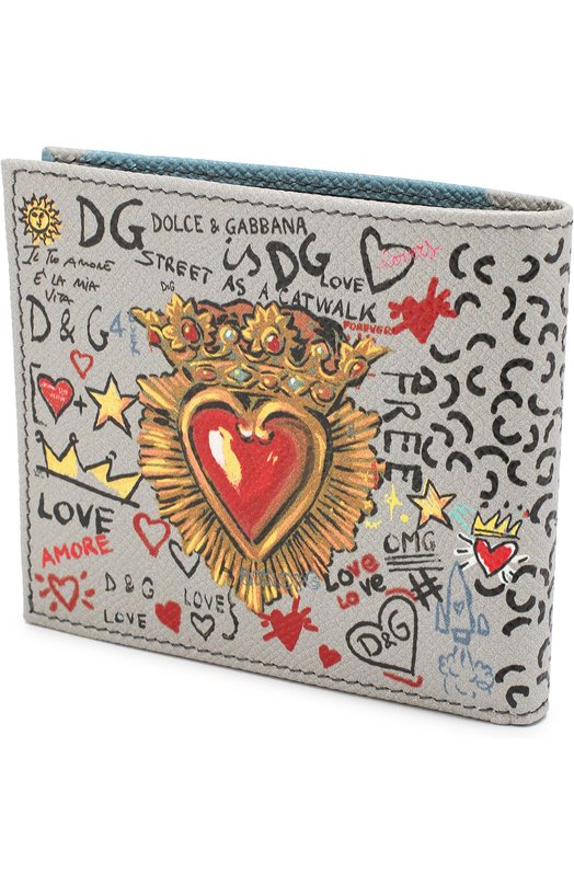 Кожаное портмоне с принтом и отделениями для кредитных карт Dolce&Gabbana 