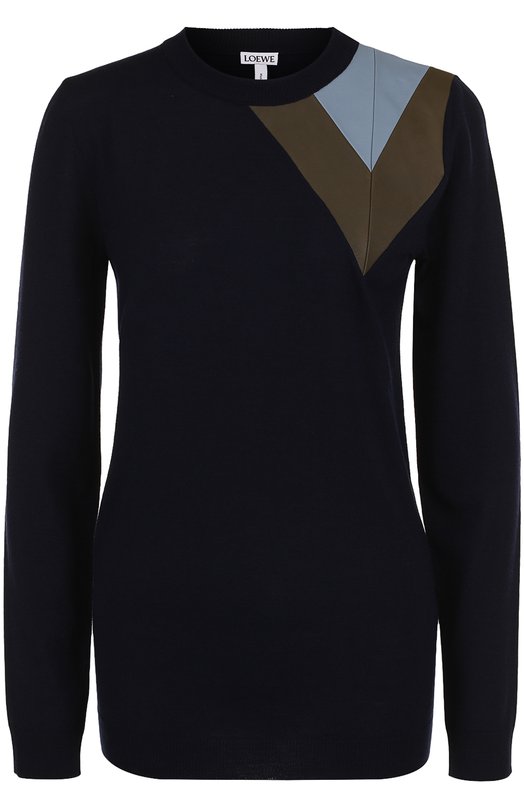 Шерстяной пуловер с контрастной вставкой Loewe 