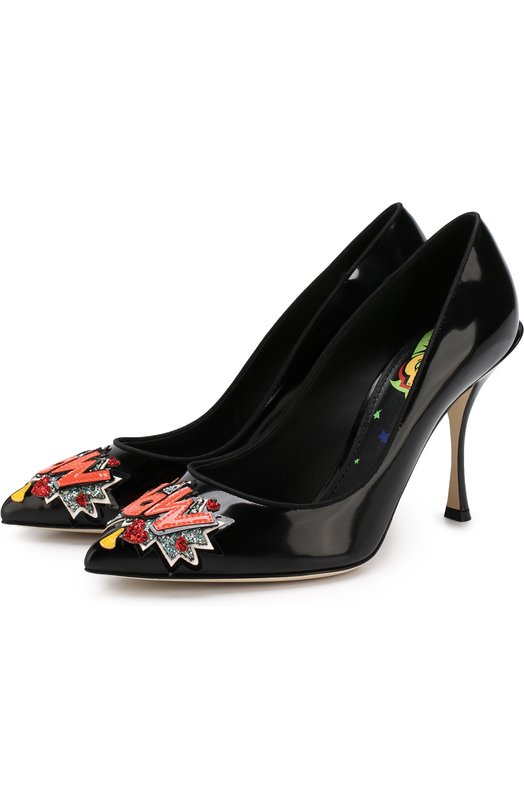 Лаковые туфли с аппликациями на шпильке Dolce&Gabbana 
