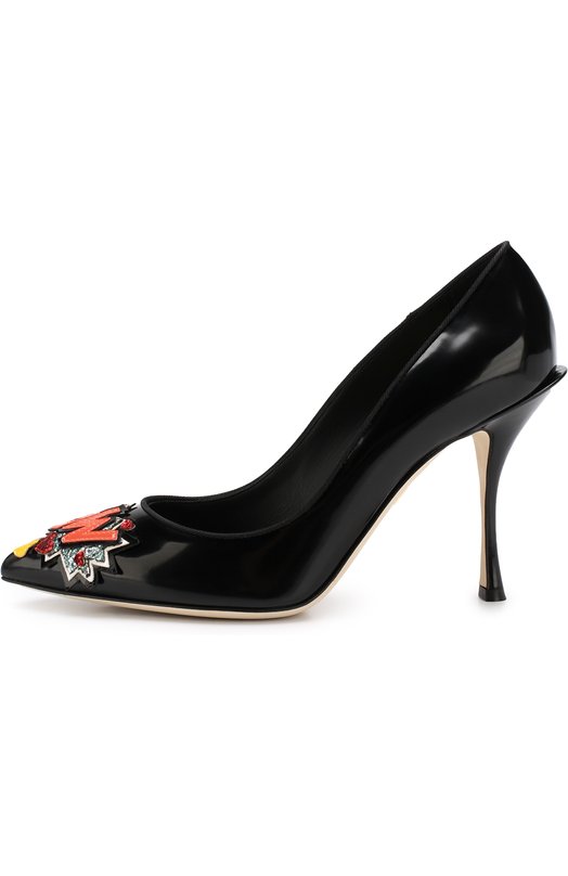 Лаковые туфли с аппликациями на шпильке Dolce&Gabbana 