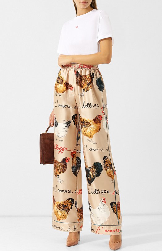 Шелковые брюки с принтом Dolce&Gabbana 