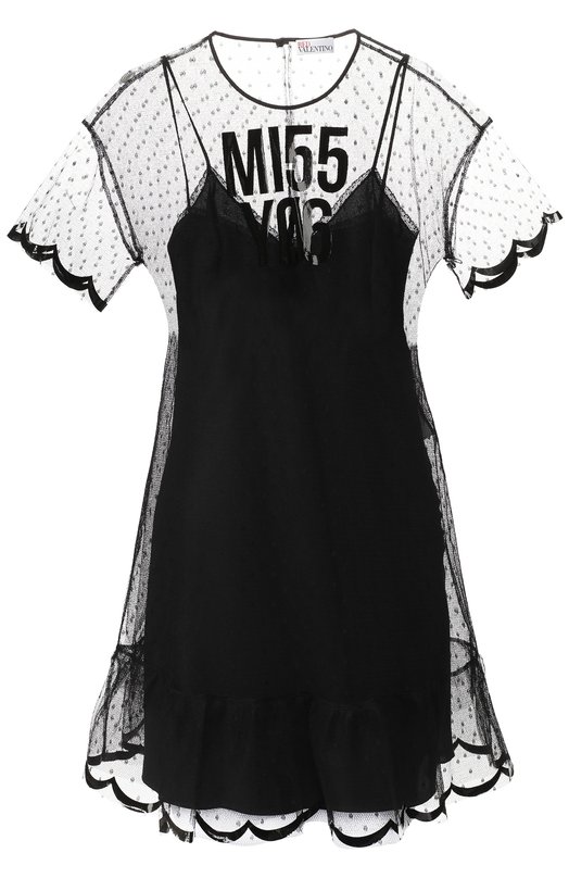 Кружевное мини-платье с круглым вырезом REDVALENTINO 