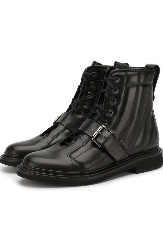 Высокие кожаные ботинки на шнуровке Giorgio Armani 