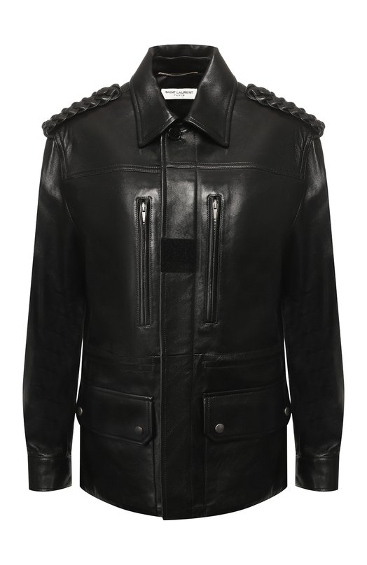 Кожаная куртка с накладными карманами Yves Saint Laurent 