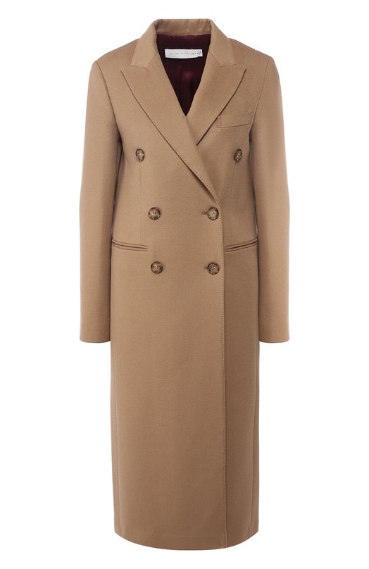 Двубортное кашемировое пальто прямого кроя Victoria Beckham 