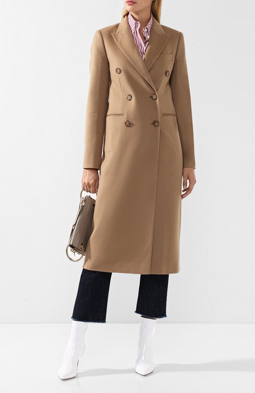 Двубортное кашемировое пальто прямого кроя Victoria Beckham 