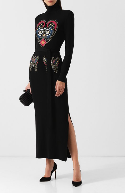 Шерстяное платье с декоративной вышивкой Elie Saab 