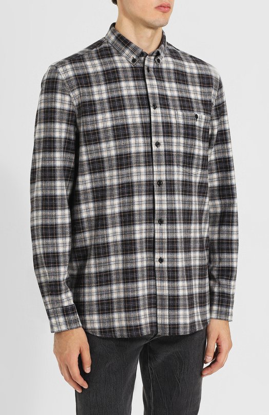 Рубашка из смеси кашемира и шерсти с хлопком с воротником button down Givenchy 