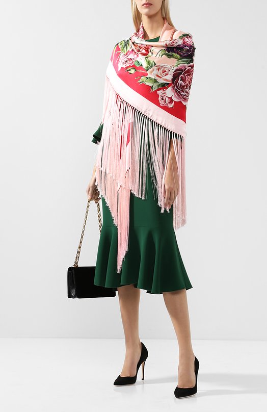 Платок из смеси шелка и вискозы с цветочным принтом Dolce&Gabbana 