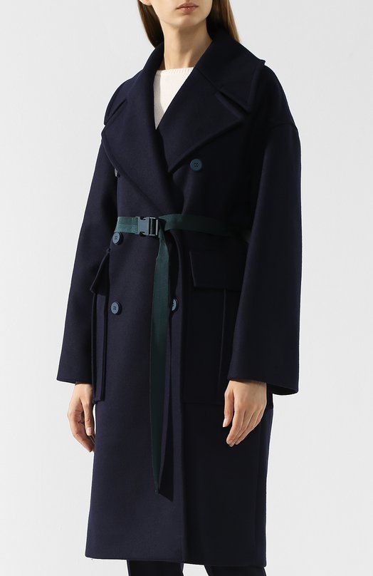 Двубортное шерстяное пальто с поясом Kenzo 