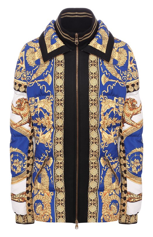 Стеганая куртка с принтом и воротником-стойкой Versace 