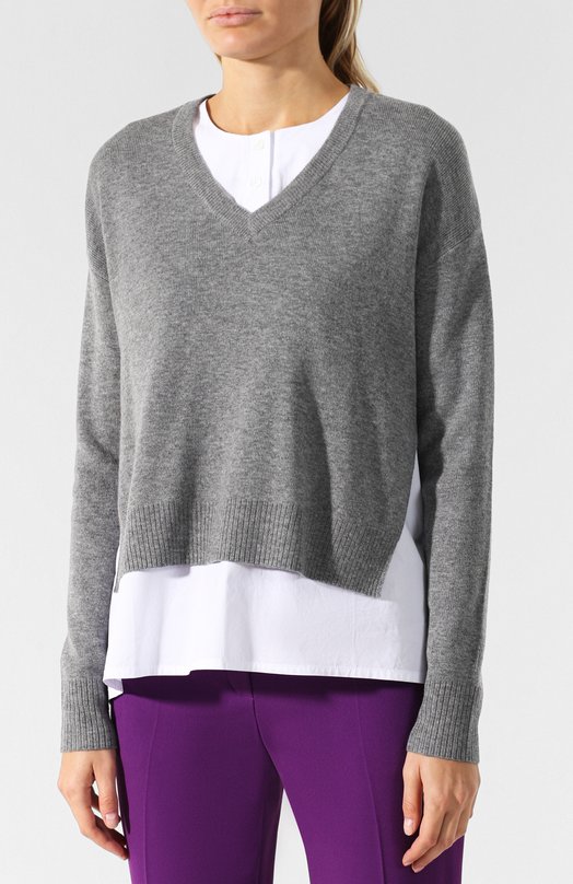 Шерстяной пуловер с контрастной вставкой Escada Sport 