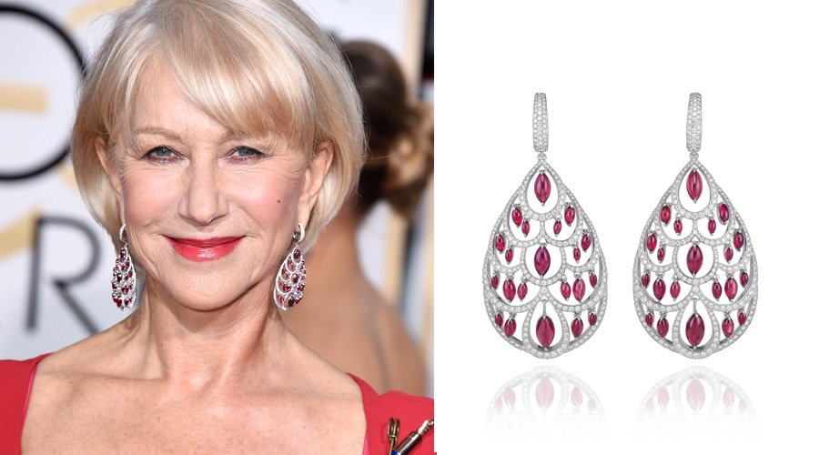 Хелен Миррен в платье Dolce&Gabbana и серьгах Chopard