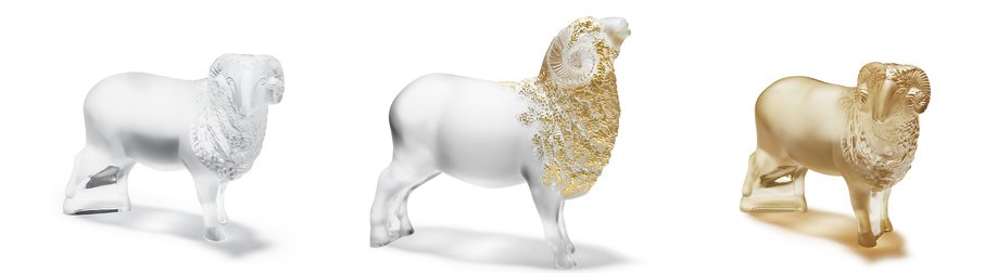 Belier - Sculpture GM tamponne or - fond blanc