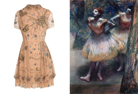 Приталенное платье с вышивкой / Эдгар Дега, «Две юные танцовщицы»