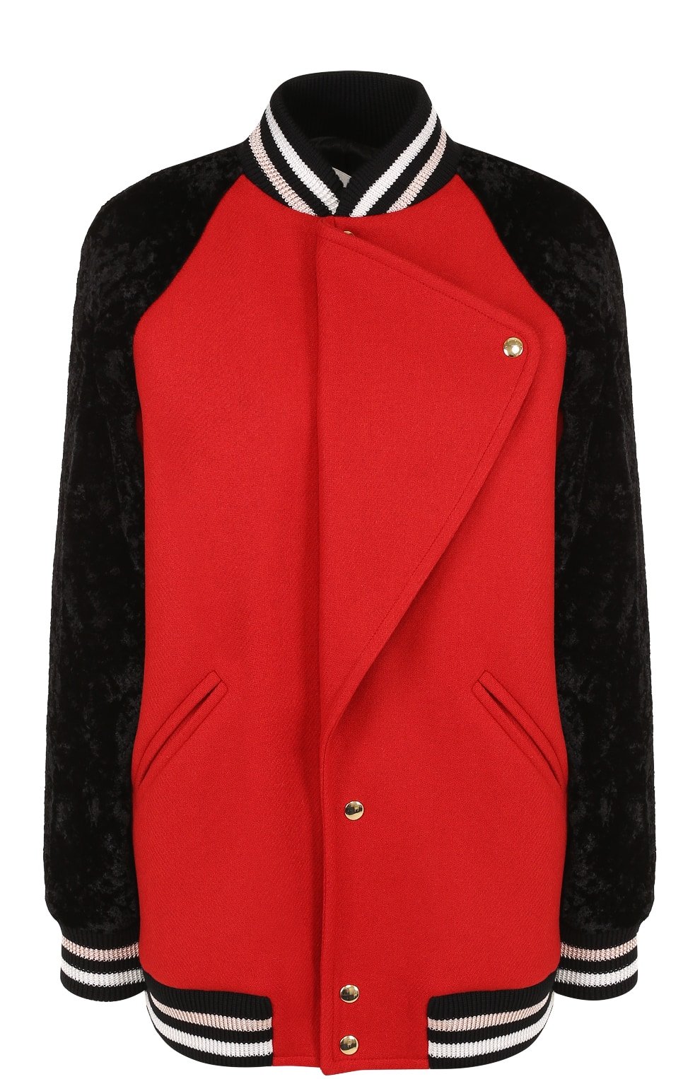 Бомбер на заклепках с контрастными рукавами Lanvin